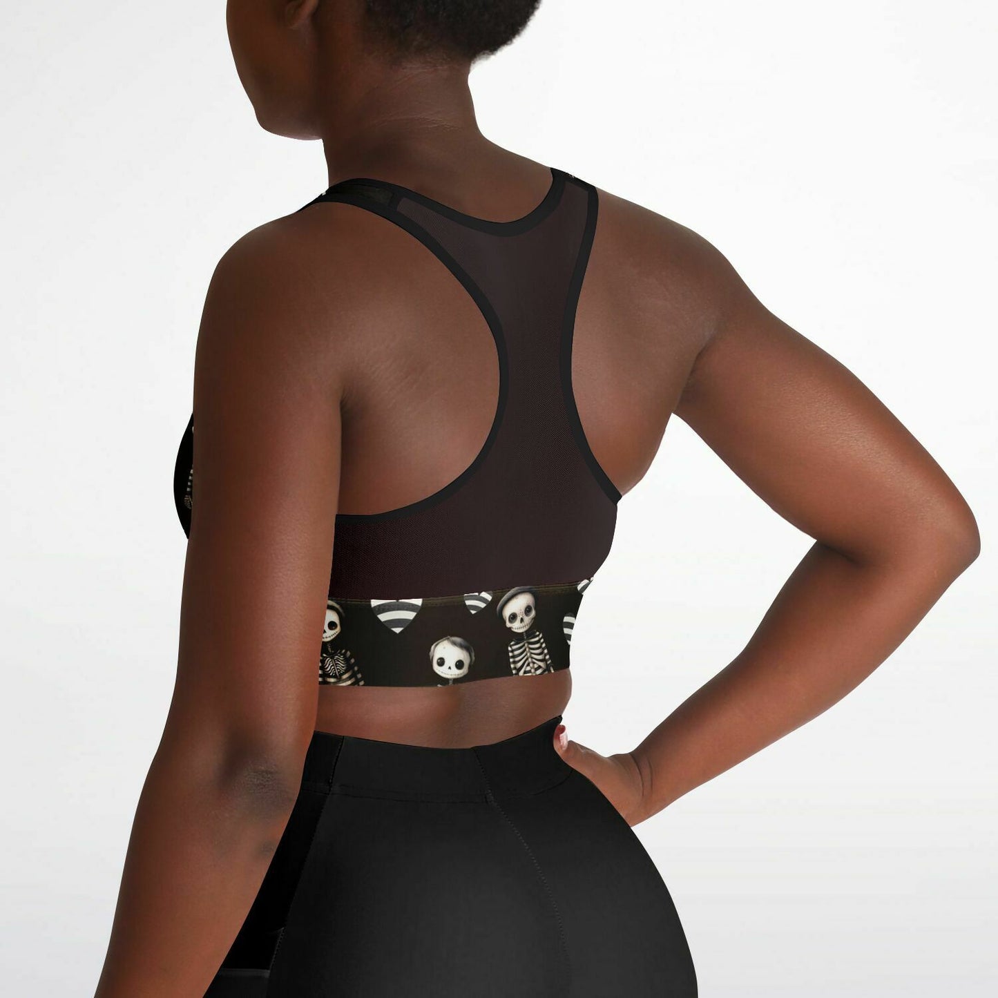 Mesh Padded Sports Bra - Jailhouse skeleton