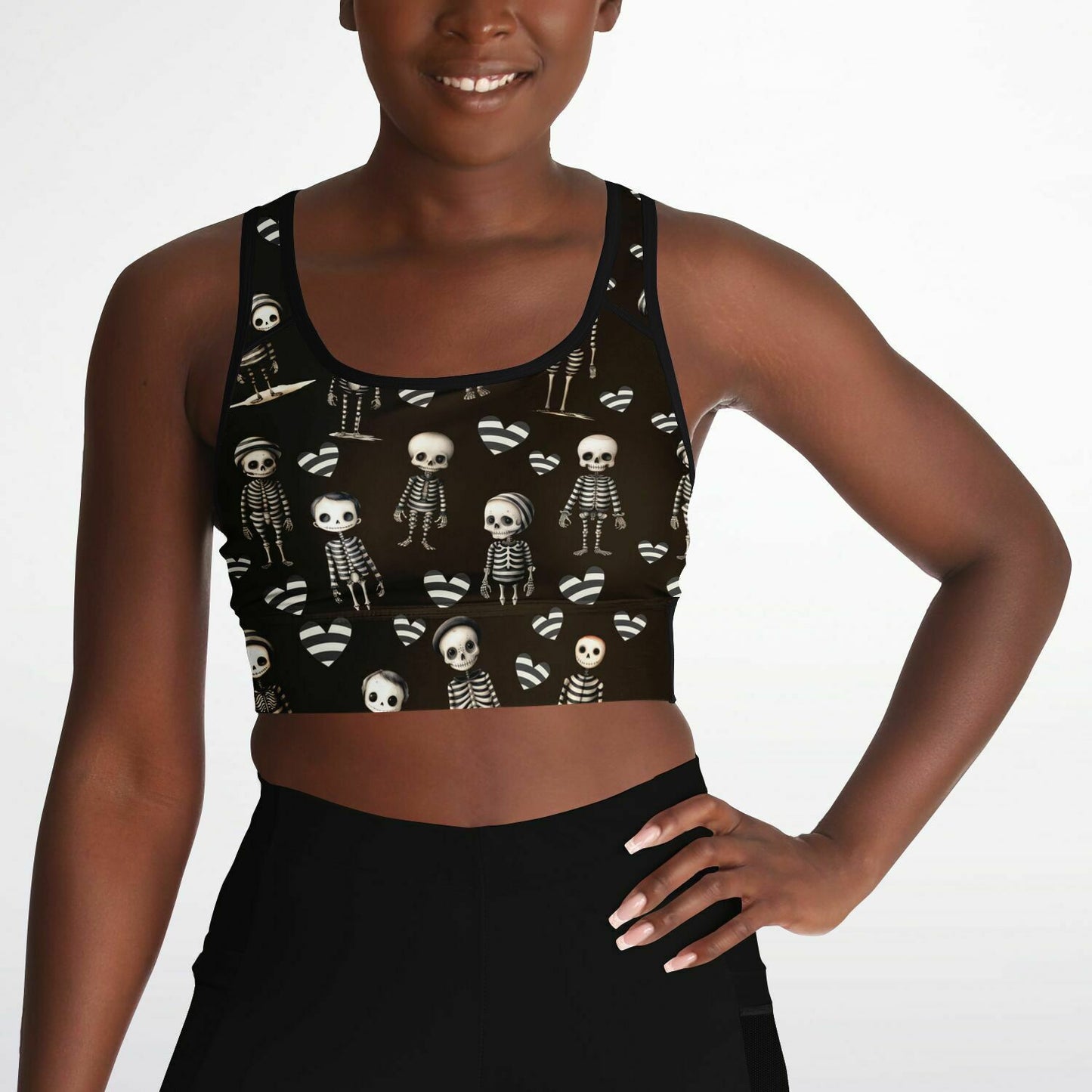 Mesh Padded Sports Bra - Jailhouse skeleton