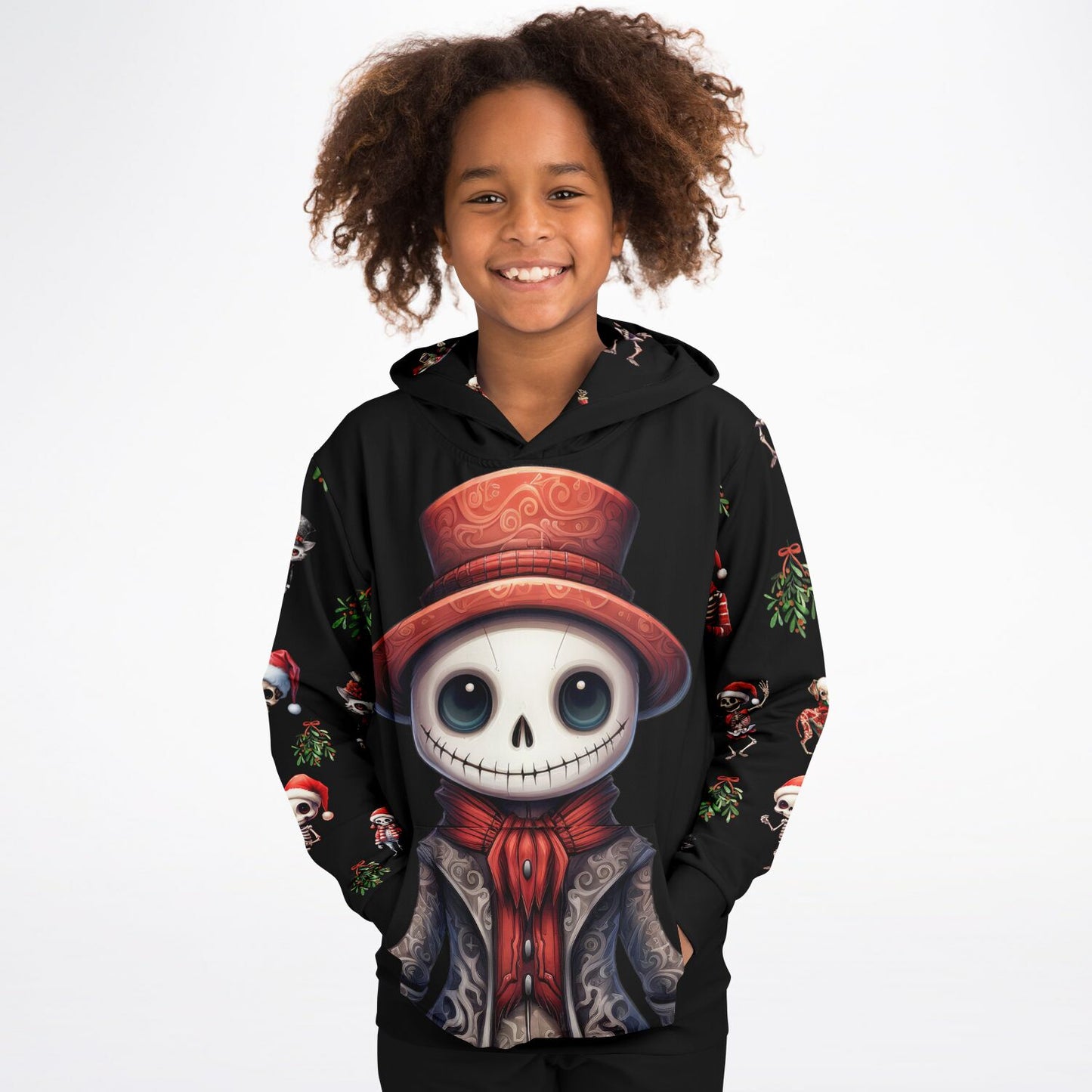 Skeleton Christmas - Athletic Kids Hoodie