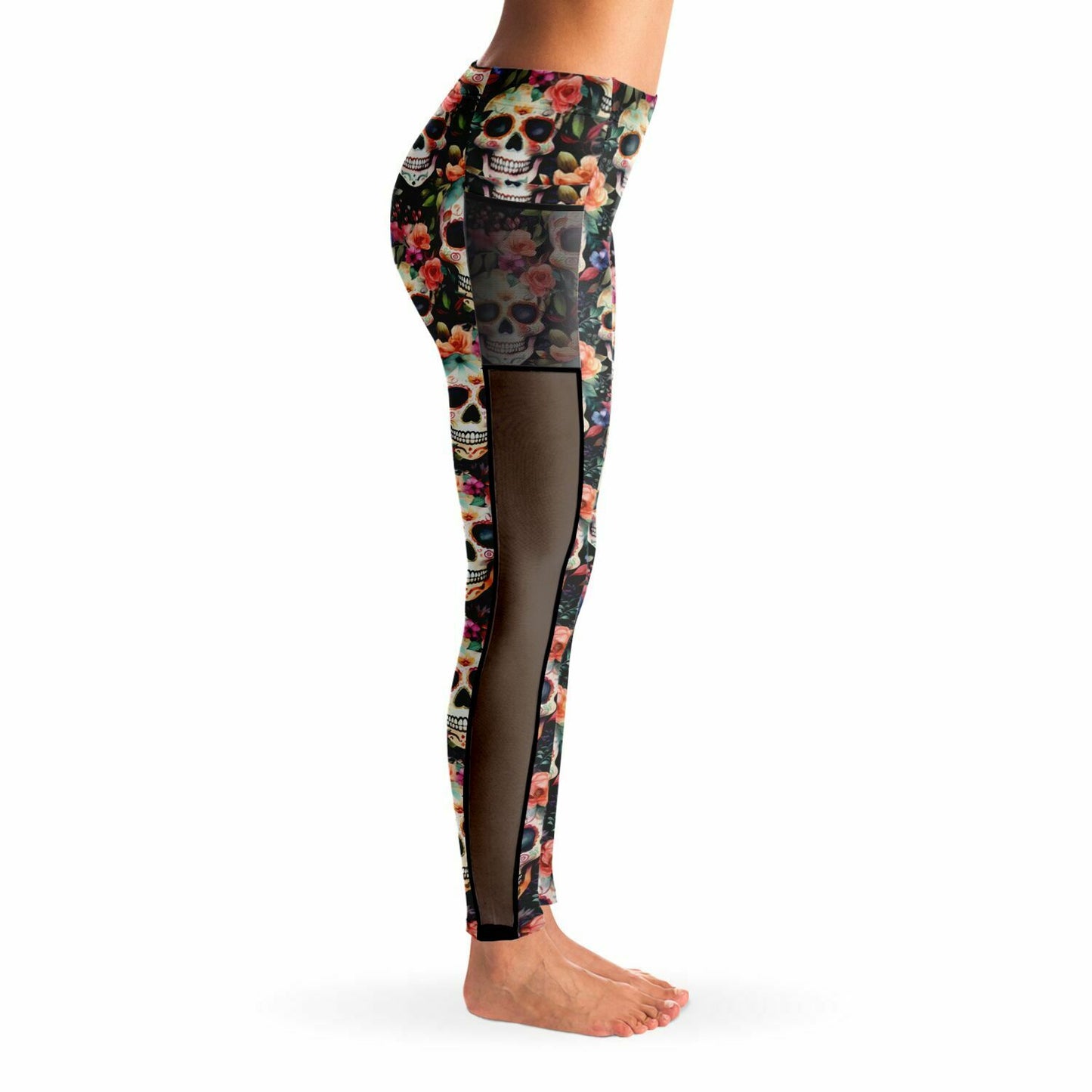 Sugar Skull - Mesh Pocket Performance Leggings