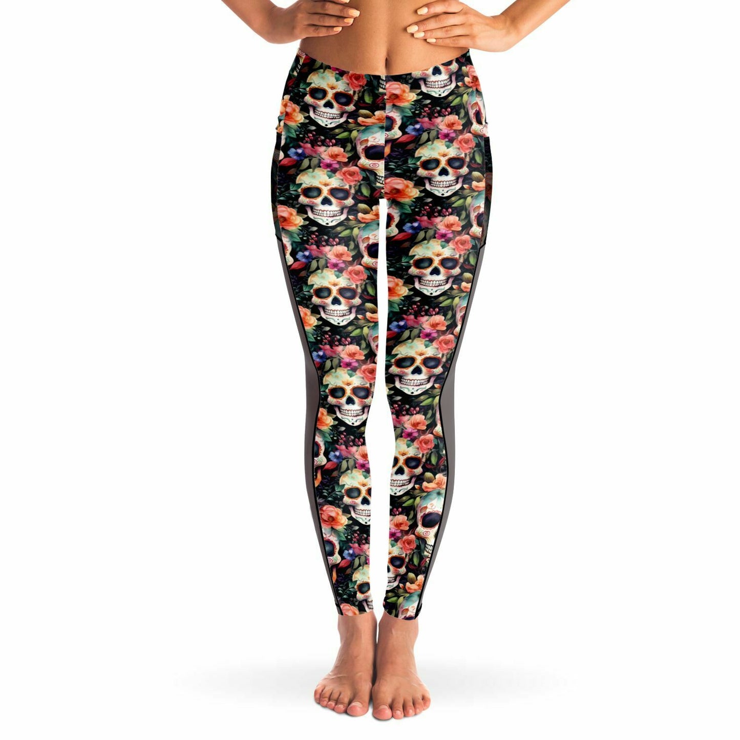 Sugar Skull - Mesh Pocket Performance Leggings