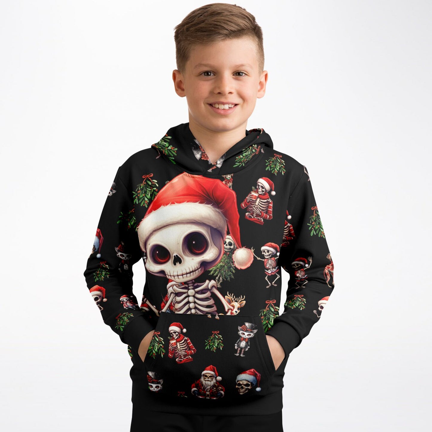 Skeleton Christmas - Kids Athletic Hoodie
