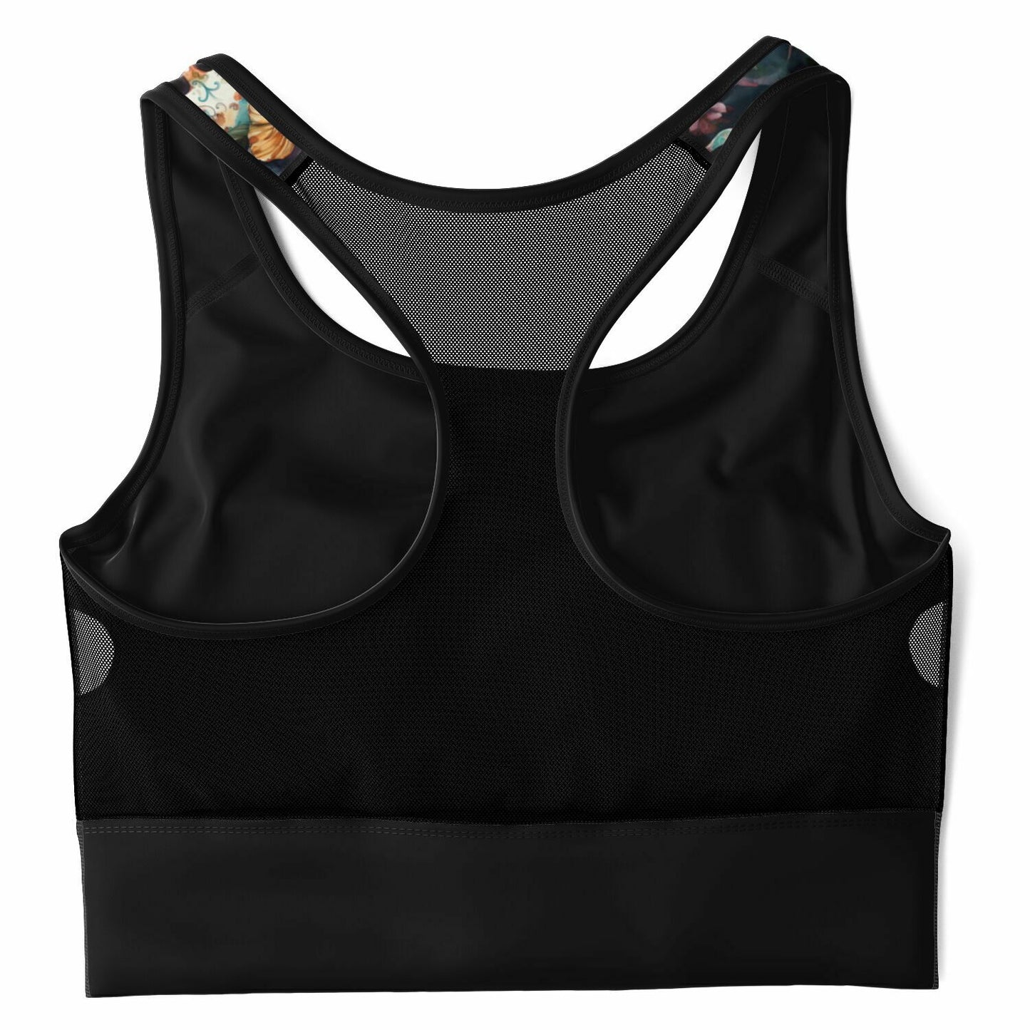 skull & flower Mesh Padded Sports Bra - Whimsigoth