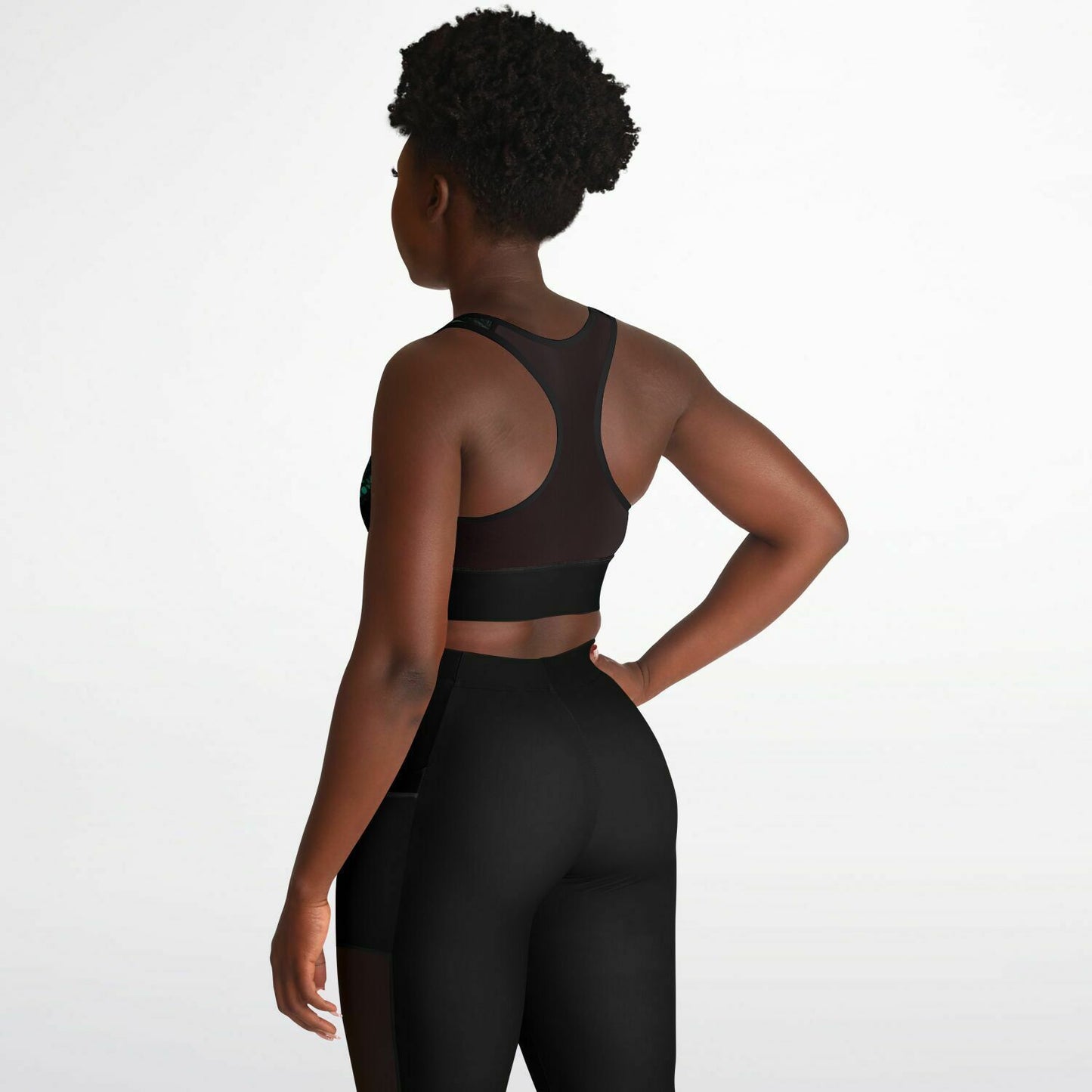 Dark Butterfly Mesh Padded Sports Bra