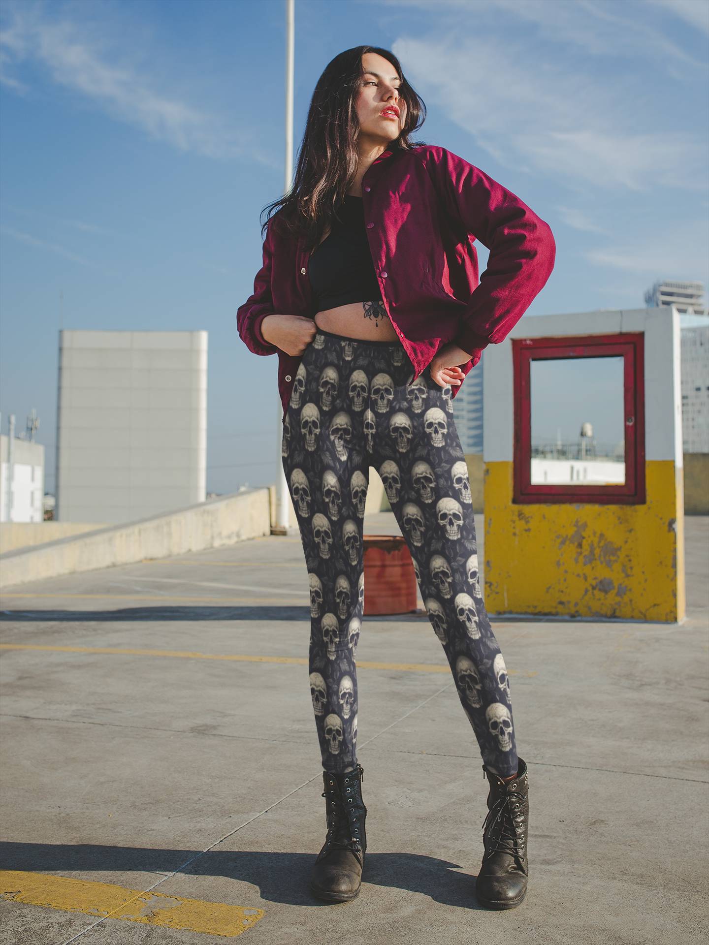 Gothic Skull - Mesh Pocket Performance Legging