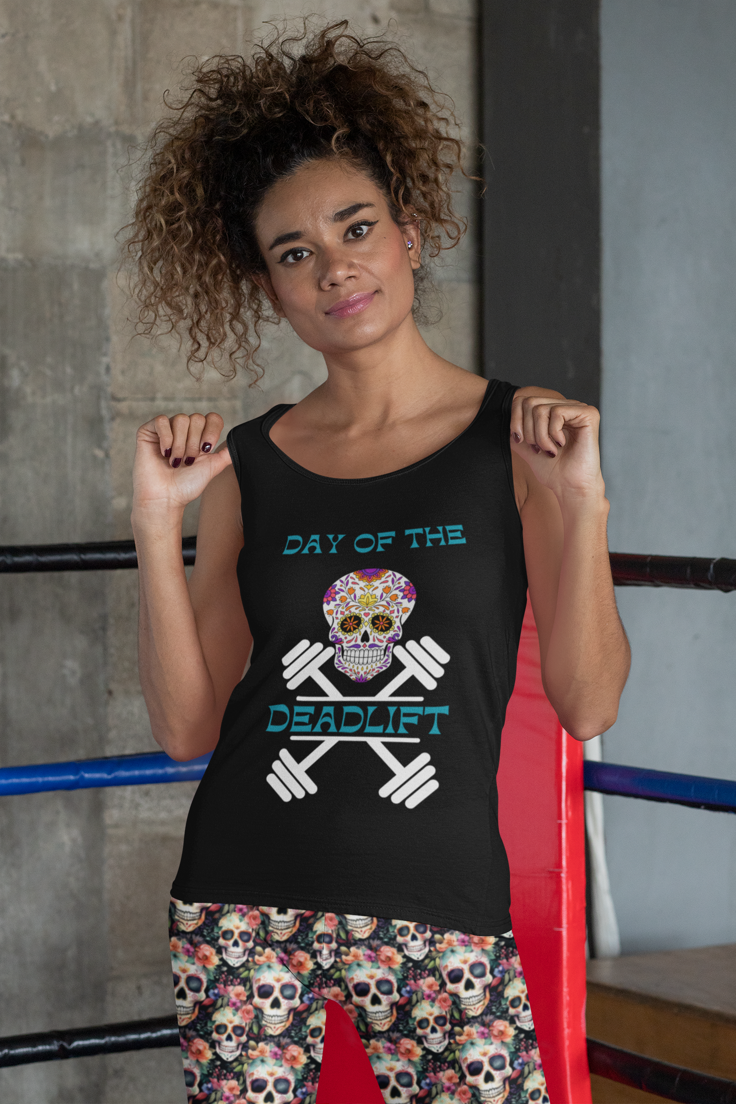 "Day of the Deadlift" Sugar Skull - Racerback Tank Top