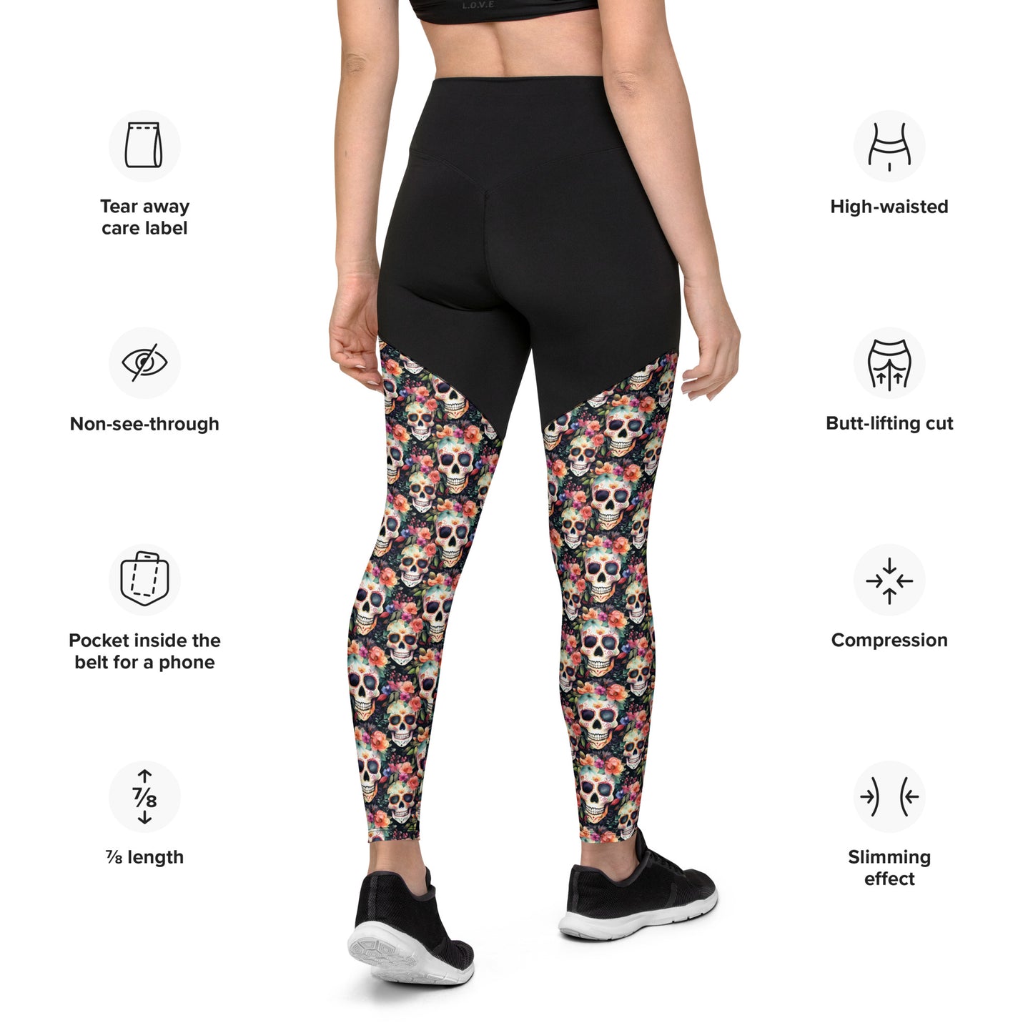 Performance Leggings - Sugar Skulls