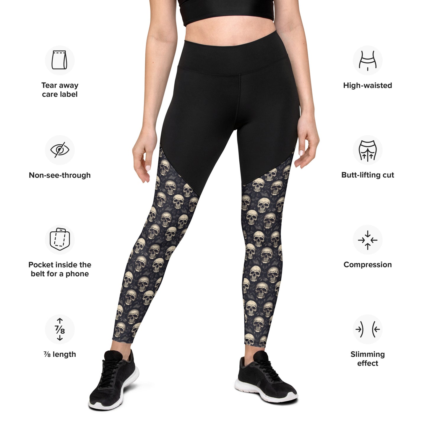 Performance Leggings - Gothic Skull